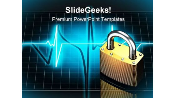 Pulse With Lock Security PowerPoint Backgrounds And Templates 0111
