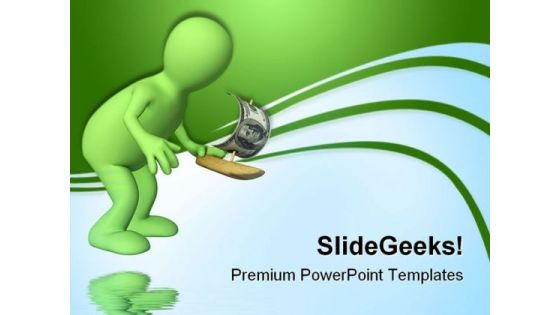 Puppet With The Toy Sailing Finance PowerPoint Templates And PowerPoint Backgrounds 0311