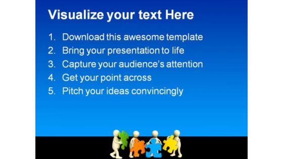 Puppets Holding Puzzles Communication PowerPoint Themes And PowerPoint Slides 0611