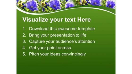 Purple Flowers With Green Background PowerPoint Templates Ppt Backgrounds For Slides 0613