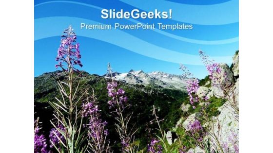 Purple Flowers With Sky Background PowerPoint Templates Ppt Backgrounds For Slides 0613