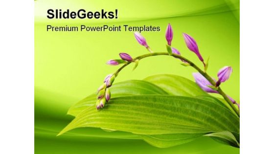 Purple Hosta Nature PowerPoint Template 1110