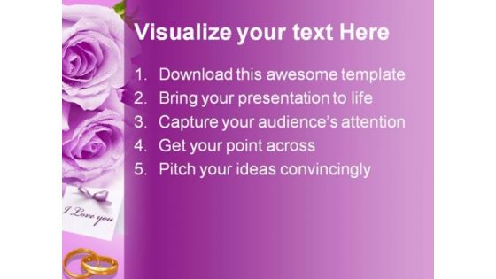 Purple Rose Wedding PowerPoint Template 0610