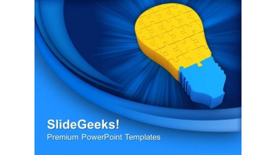 Puzzle Bulb To Show Solution PowerPoint Templates Ppt Backgrounds For Slides 0413