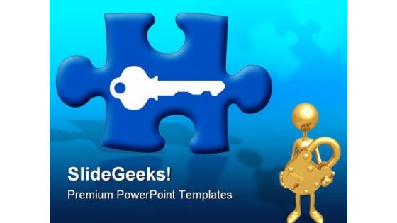 Puzzle Key Security PowerPoint Backgrounds And Templates 1210