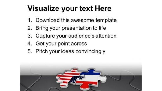 Puzzle Pieces Of Us Flag And France Flag PowerPoint Templates Ppt Backgrounds For Slides 0813