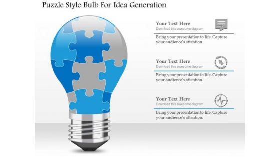 Puzzle Style Bulb For Idea Generation Presentation Template