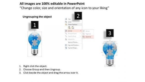 Puzzle Style Bulb For Idea Generation Presentation Template