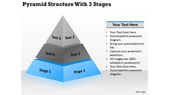 Pyramid Structur With 3 Stages Ppt Simple Business Plan PowerPoint Templates