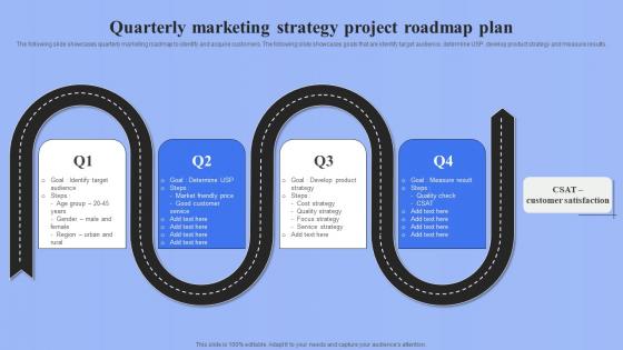 Quarterly Marketing Strategy Project Roadmap Plan Ppt File Show pdf