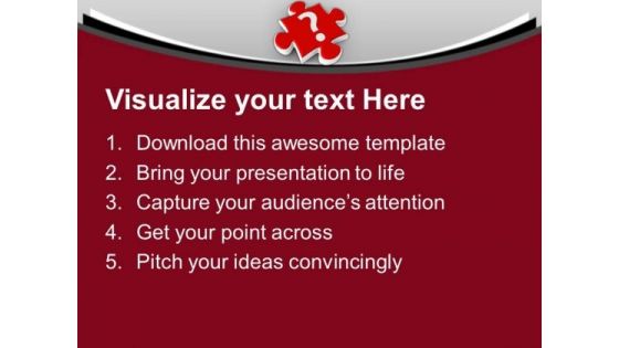 Question Mark On Jigsaw Puzzle Piece PowerPoint Templates Ppt Backgrounds For Slides 0613