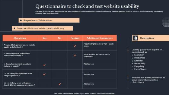 Questionnaire To Check And Test Website Usability Step By Step Guide Topics PDF Questionnaire To Check And Test Website Usability Step By Step Guide Topics PDF