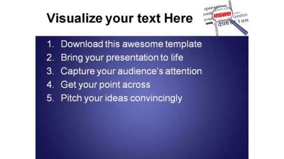 Questions And Answers Magnifier Business Template 1010