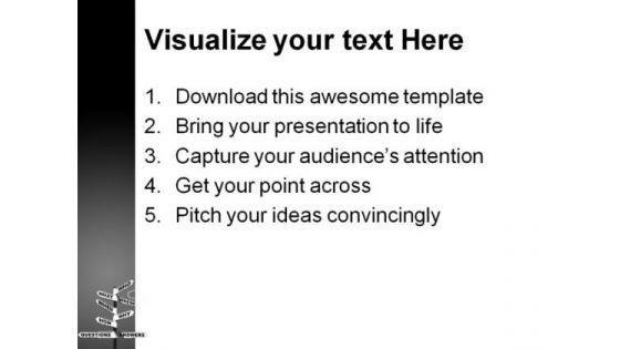 Questions Answers Signpost Business PowerPoint Themes And PowerPoint Slides 0911