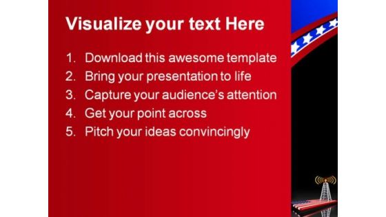 Radio Tower And Us Flag Americana PowerPoint Template 0910