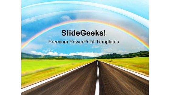 Rainbow Over Road Nature PowerPoint Themes And PowerPoint Slides 0811