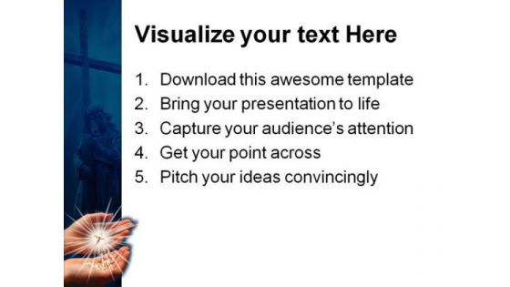 Rays Of Cross Religion PowerPoint Template 0610