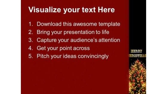 Realistic Golden Christmas Tree PowerPoint Templates Ppt Backgrounds For Slides 0513