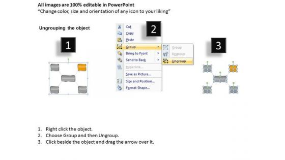 Rectangle Text Boxes With Diverging Arrows Business Circular Flow Network PowerPoint Templates