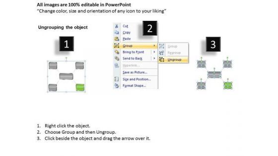 Rectangle Text Boxes With Diverging Arrows Chart Circular Flow Network PowerPoint Templates