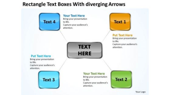 Rectangle Text Boxes With Diverging Arrows Network Software PowerPoint Templates