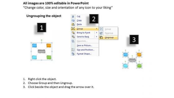 Rectangle Text Boxes With Diverging Arrows Network Software PowerPoint Templates