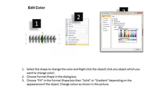Rectilinear Flow 9 Circular Stages Charts PowerPoint Templates