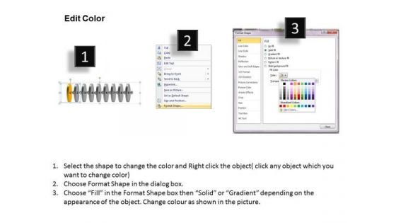 Rectilinear Flow 9 Circular Stages Free Charts PowerPoint Slides