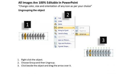 Rectilinear Flow 9 Circular Stages Free Flowchart Slides PowerPoint