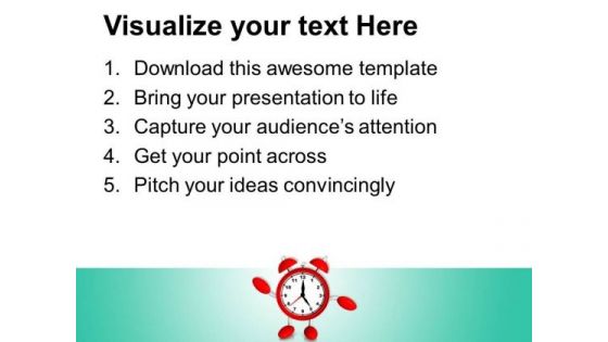Red Alarm Clock On Green Background PowerPoint Templates Ppt Backgrounds For Slides 0313