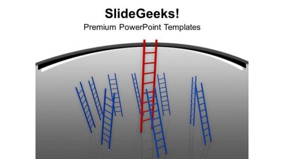 Red And Blue Ladders On Grey Background PowerPoint Templates Ppt Backgrounds For Slides 0213