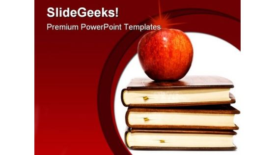 Red Apple With Books Education PowerPoint Backgrounds And Templates 1210