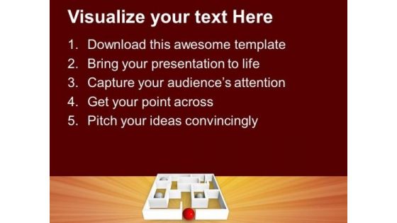 Red Ball Entering A Maze Leadership PowerPoint Templates Ppt Backgrounds For Slides 0313