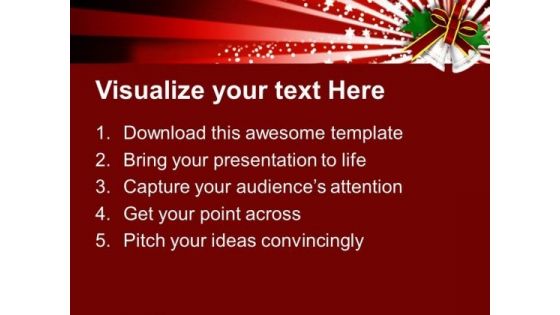 Red Bow Tied Around Silver Bells PowerPoint Templates Ppt Backgrounds For Slides 1212