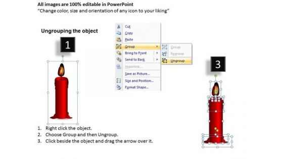 Red Candle Melting Diagram PowerPoint Slides And Ppt Diagram Templates