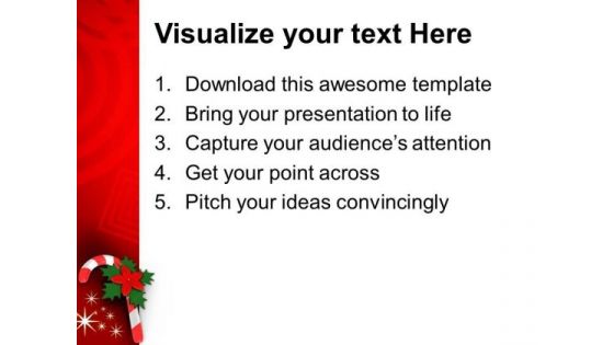 Red Candy Cane On Christmas Background PowerPoint Templates Ppt Backgrounds For Slides 1212