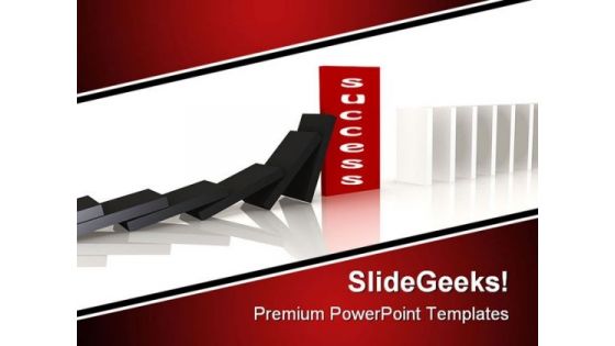 Red Domino Blocking The Fall Success PowerPoint Template 0910
