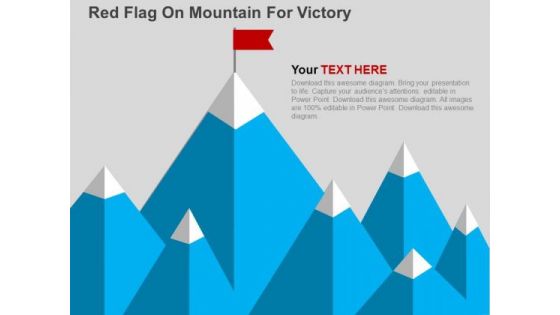 Red Flag On Mountain For Victory PowerPoint Template