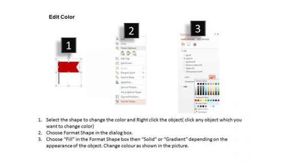 Red Flag On Mountain For Victory PowerPoint Template