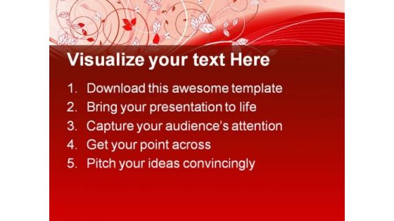 Red Floral Abstract Beauty PowerPoint Template 0910