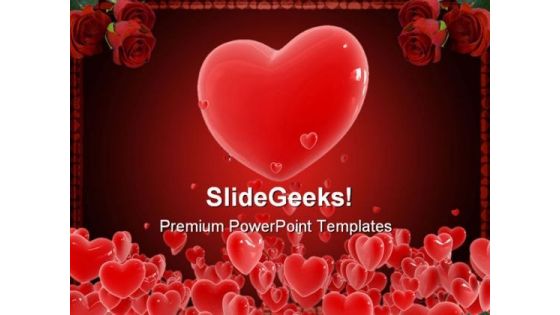 Red Hearts Wedding PowerPoint Template 0610