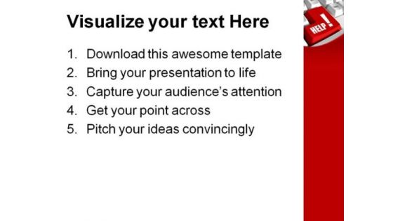 Red Help Button Metaphor PowerPoint Themes And PowerPoint Slides 0811