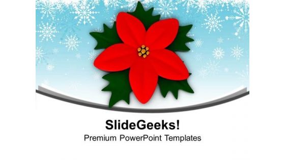 Red Holy Flower On Blue Background PowerPoint Templates Ppt Backgrounds For Slides 0113