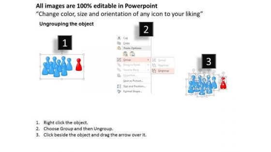 Red Leader Pawn With Blue Team PowerPoint Template