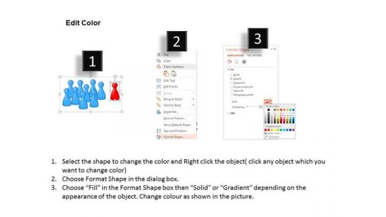 Red Leader Pawn With Blue Team PowerPoint Template