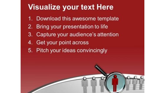 Red Leader Under Magnifying Glass PowerPoint Templates Ppt Backgrounds For Slides 0713