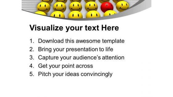 Red Odd One Out Smiley Happiness PowerPoint Templates Ppt Backgrounds For Slides 0313