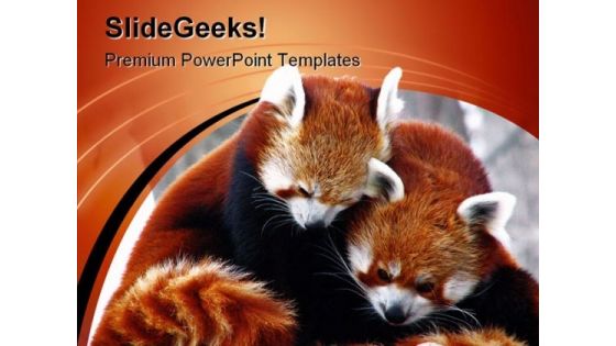 Red Pandas Cuddling Animals PowerPoint Themes And PowerPoint Slides 0211