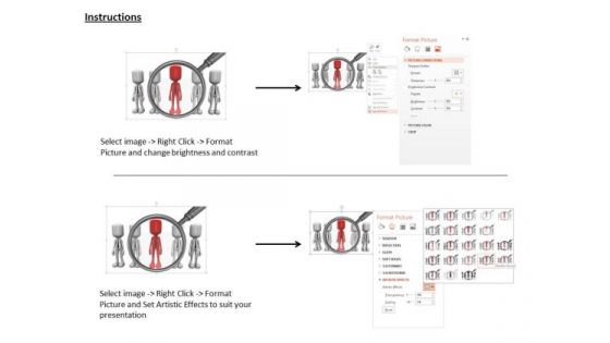 Red Person Under Magnifier PowerPoint Templates