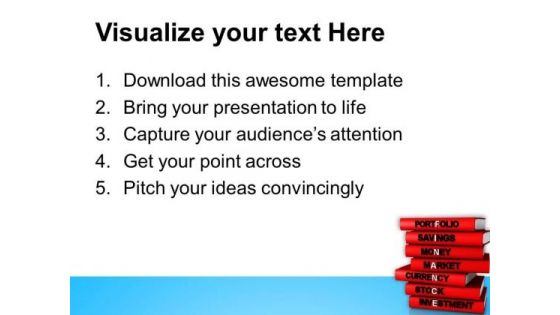 Red Pile Of Finacial Books PowerPoint Templates Ppt Backgrounds For Slides 0713